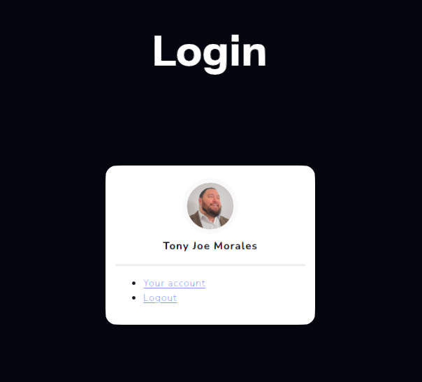 A member's logged-in account panel